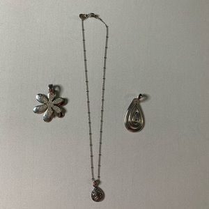 🌺 Use Lia Sophia Necklace Silver Tone 2 Extra Pendants
